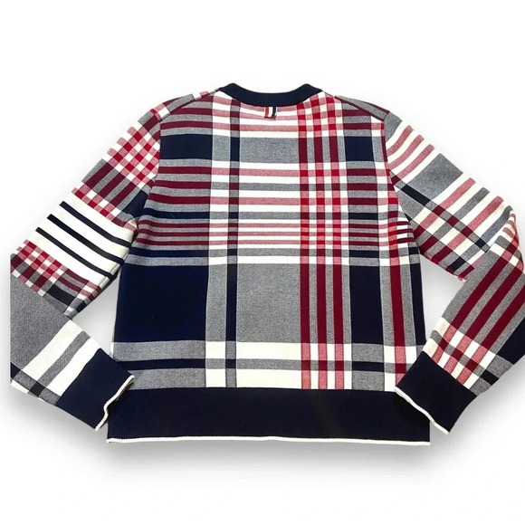 Thom Browne Plaid Kite Sweater 100% Cotton Sz OS Navy/Red - Picture 8 of 10